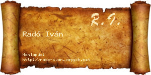 Radó Iván névjegykártya